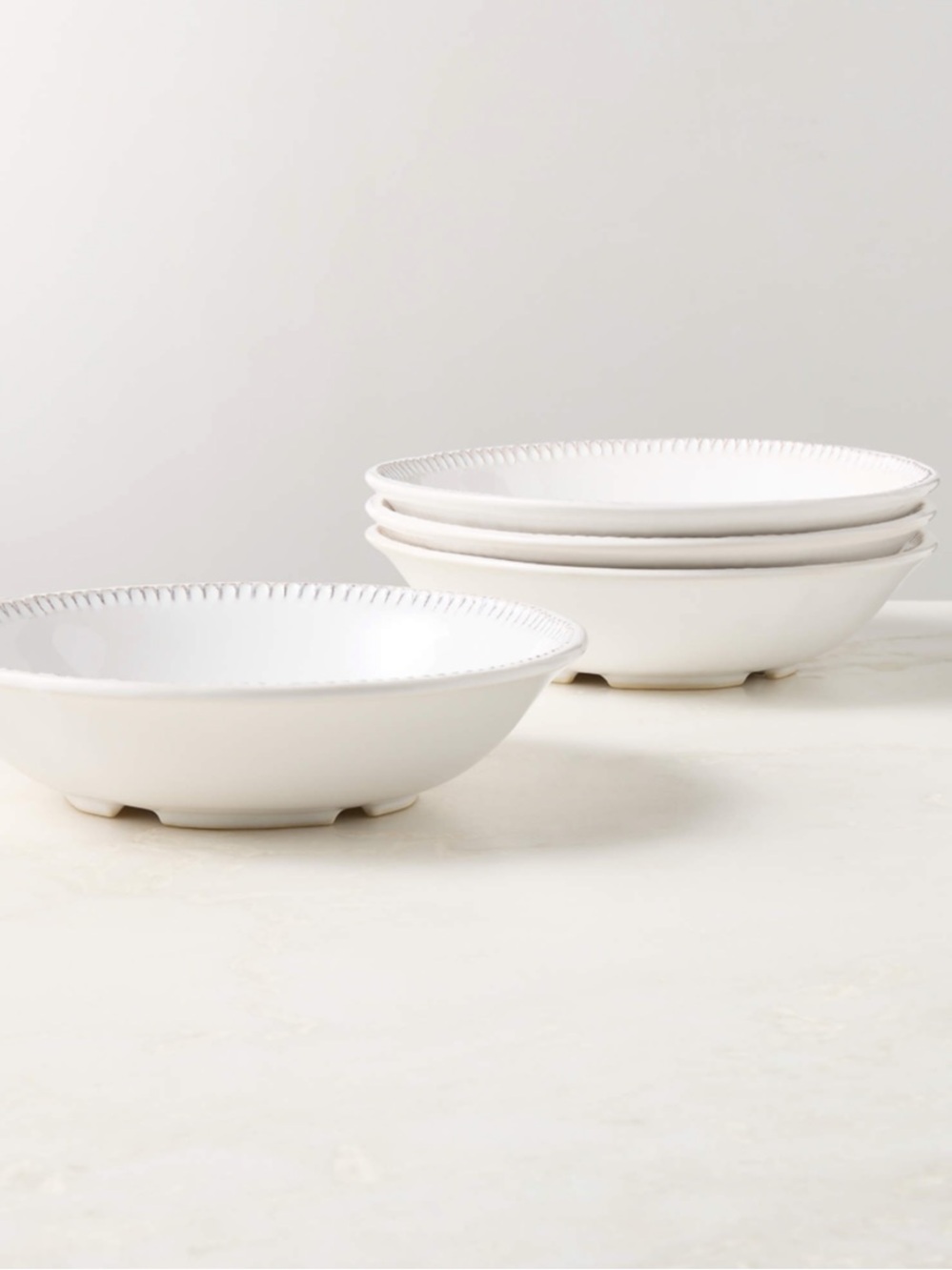 New! 🇮🇹✨🇮🇹CB2 White Stoneware Pasta Bowl, Set of 4